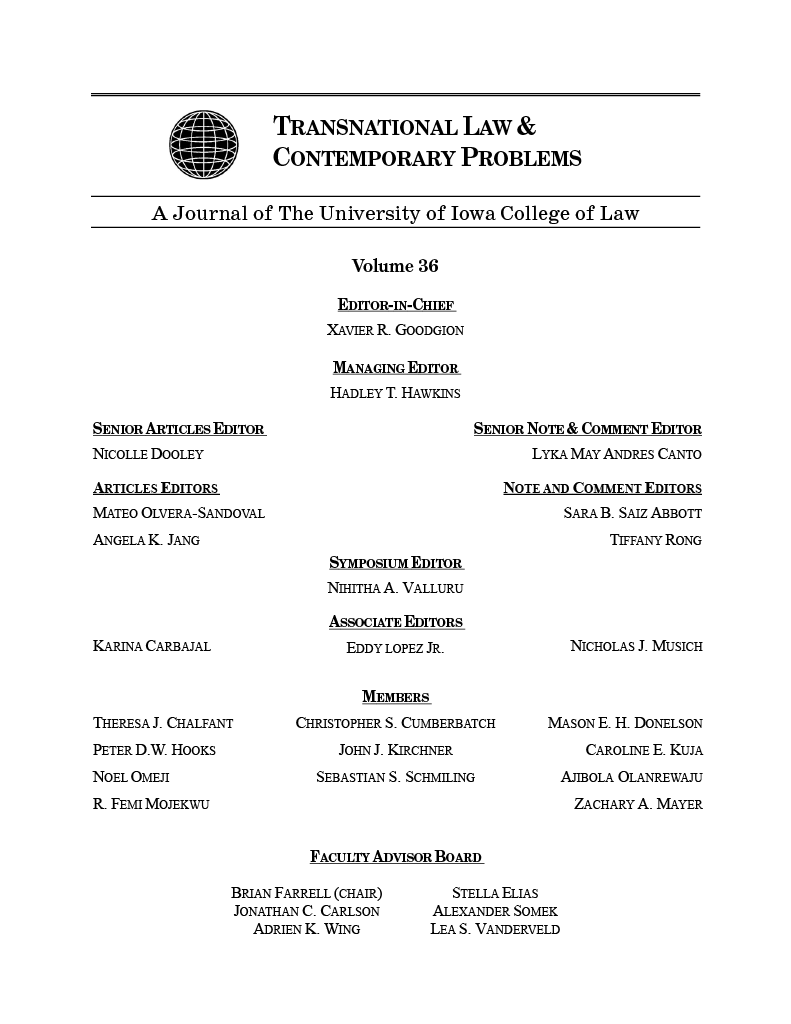 Volume 36 Masthead